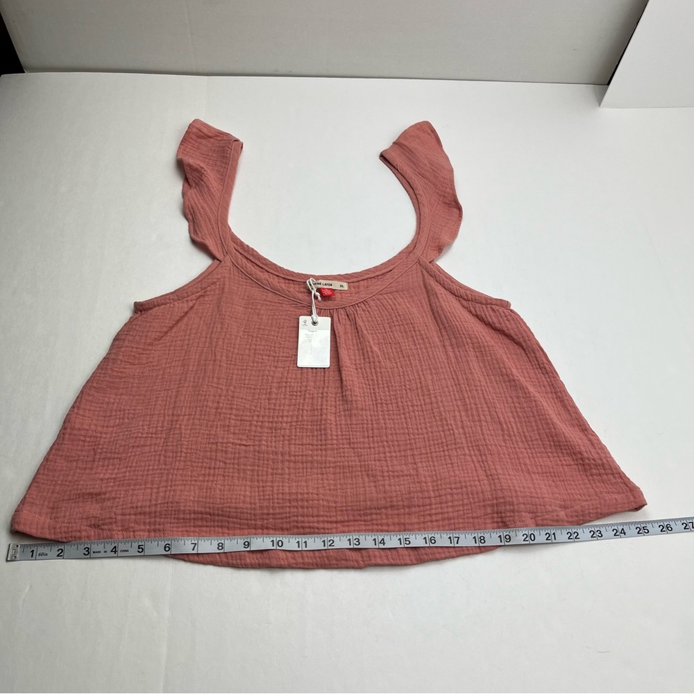 Marine Layer Jude Flutter Sleeve Cotton Tank Rosette Pink Womens Size‎ XL NEW - Picture 9 of 11